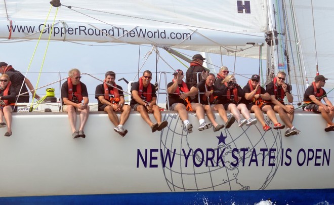 New York crew at the start of Race 3 of the Clipper 11-12 Round the World Yacht Race  © Daniel Zeppe/onEdition
